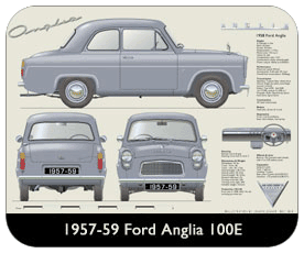 Ford Anglia 100E 1957-59 Place Mat, Small